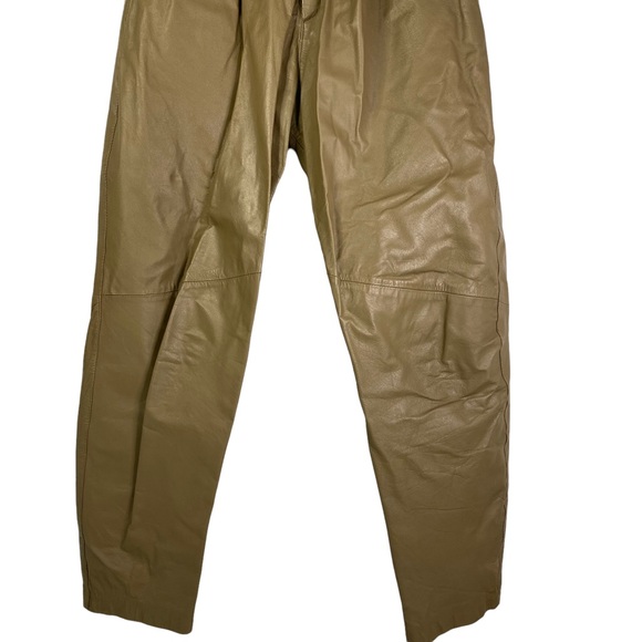 Vintage women’s Stylman Brown/Tan High Waist Pleated Leather Pants Size 15 - Picture 14 of 15